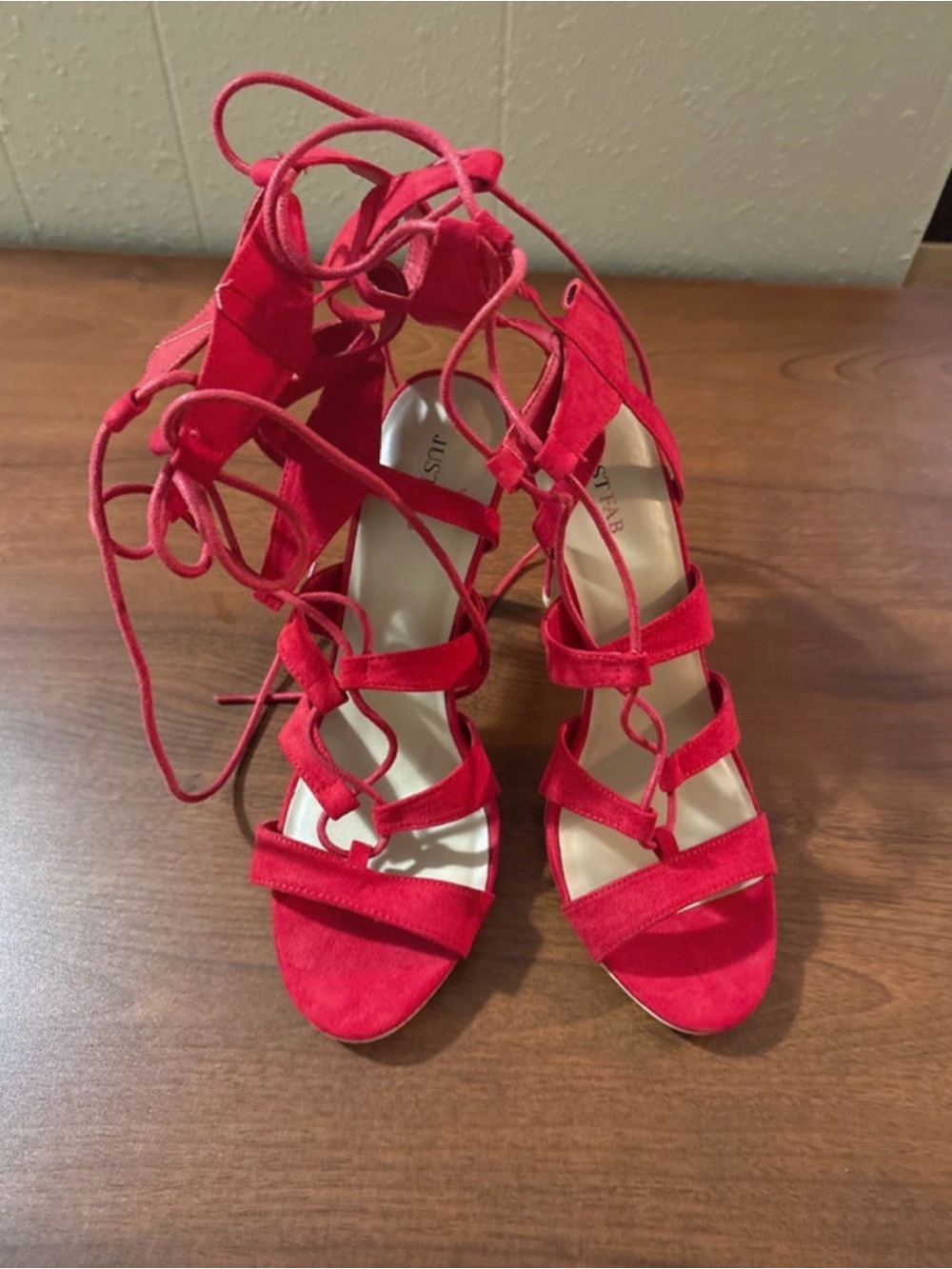 Strappy Lace-Up Women's Heels in Red